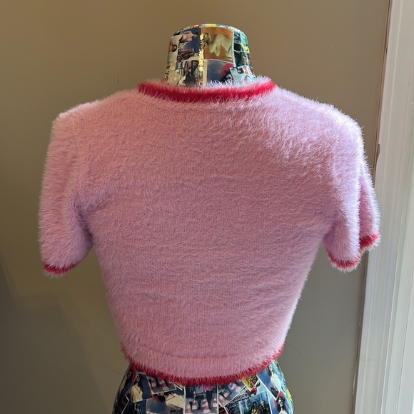 Dolls Kill Pretty Garbage Cherry fuzzy sweater top - Picture 2 of 4